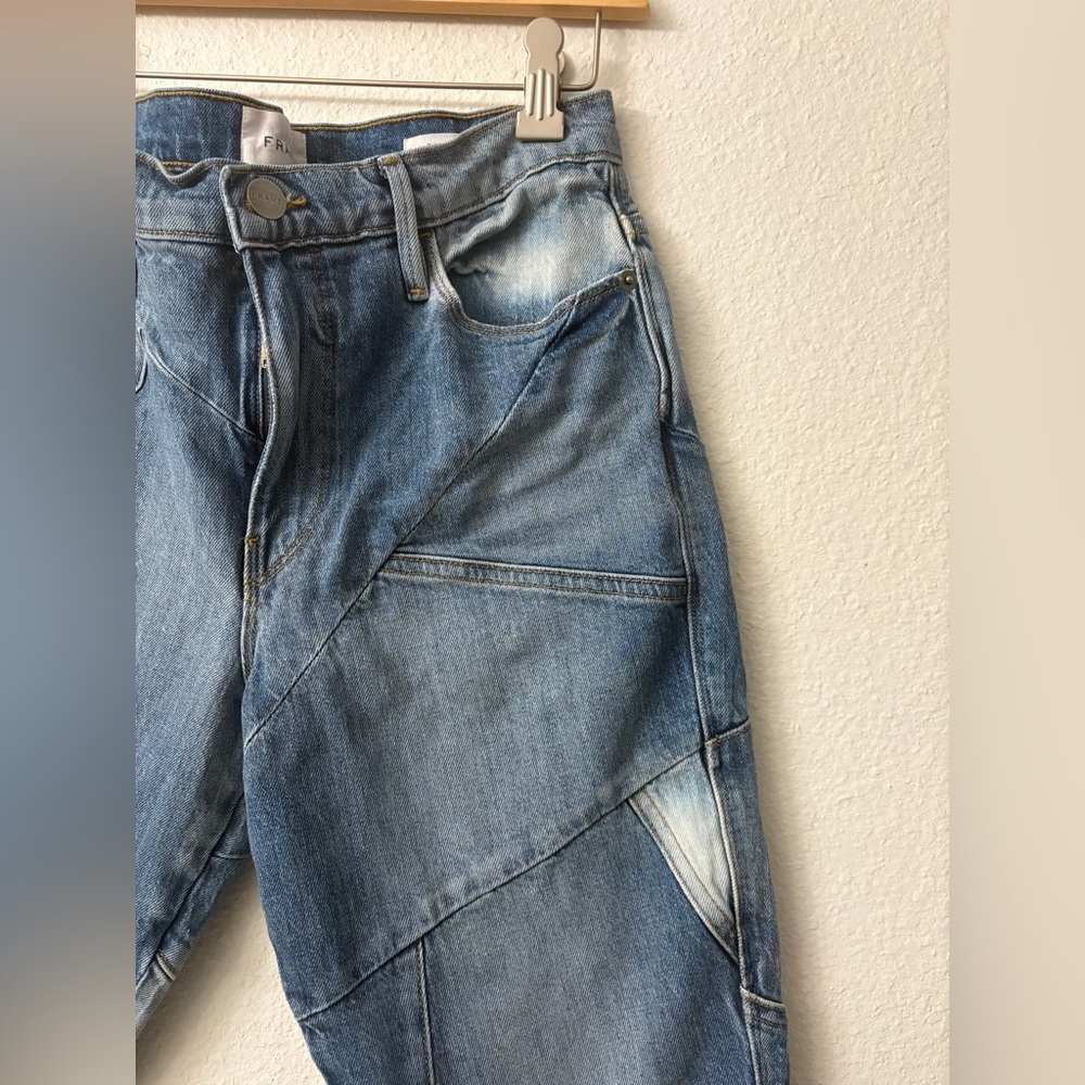 Frame Le Sylvie Kick Boot Mixed Media Jean Size 27 - image 5